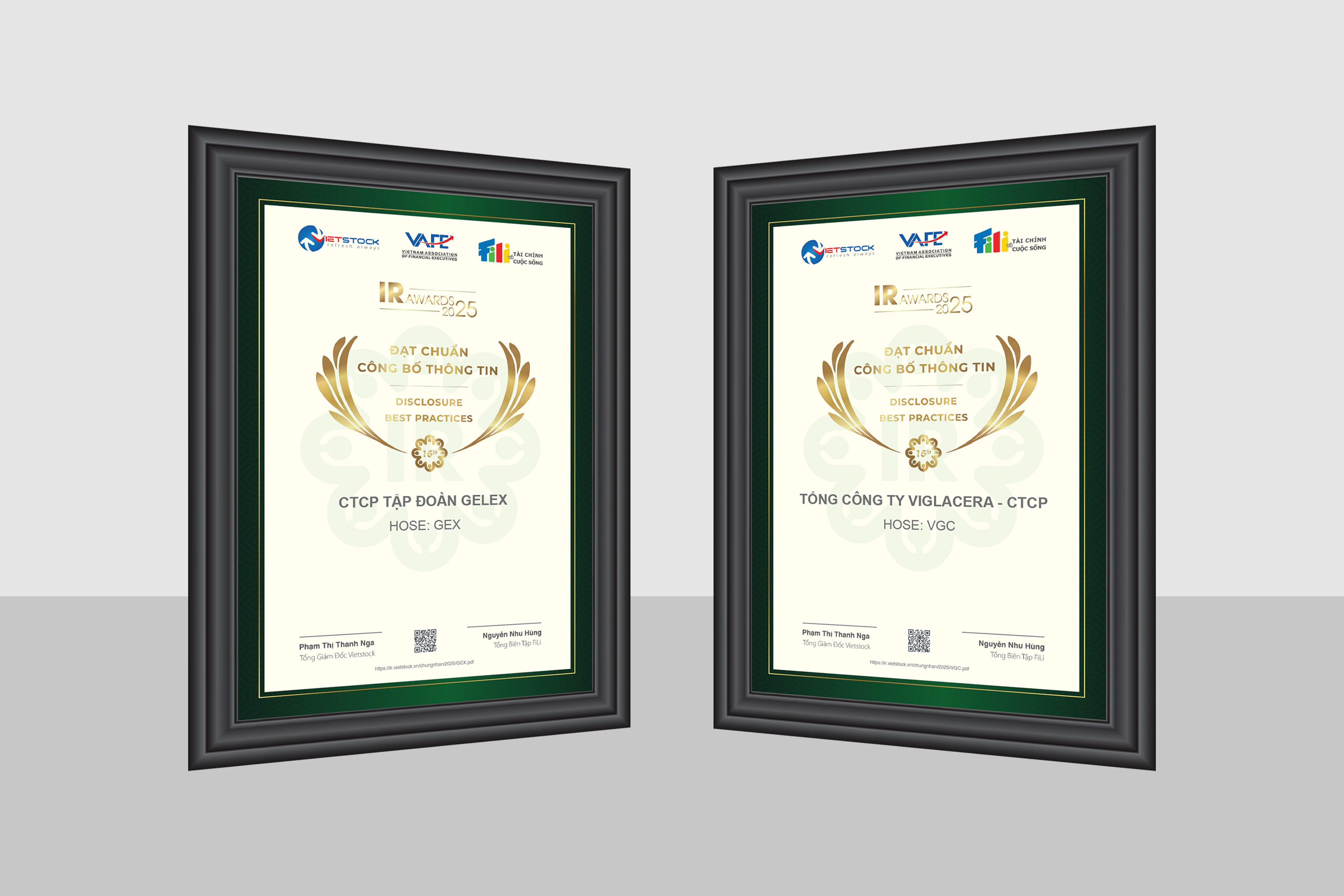 GELEX cùng Viglacera tiếp tục là doanh nghiệp đạt Chuẩn Công bố thông tin năm 2025